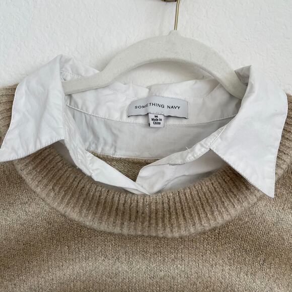 SOMETHING NAVY Neutral Tan Striped Sweater - Picture 9 of 16